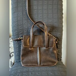 Crazy Horse Liz Claiborne Brown Crossbody Purse Handbag Faux Leather